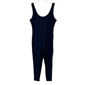 Love Ari Navy Blue With White Side Stripe Scoop Neck Sleeveless Jumpsuit Size 1X